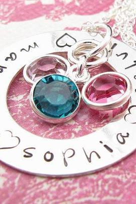 Personalized jewelry: mother daughter necklace circle charm