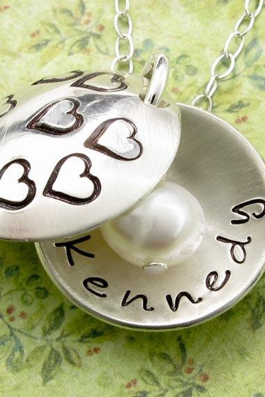 Hand Stamped Necklace, Locket Necklace, Mother & Daughter Jewelry, Personalized Jewelry