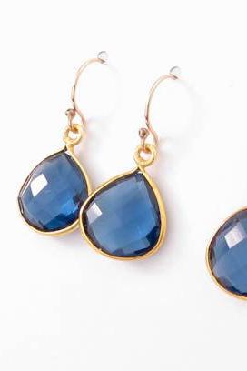 London blue topaz earrings 14k gold filled gemstone tear drop bridesmaid gift