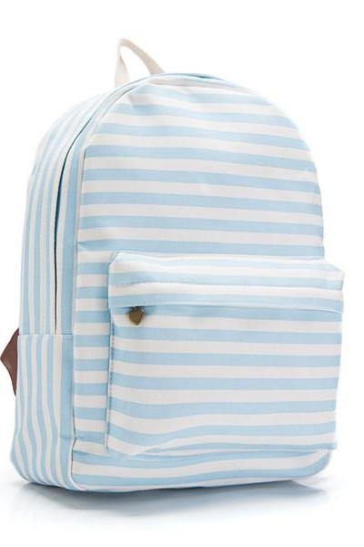 Blue Stripes Canvas Backpack