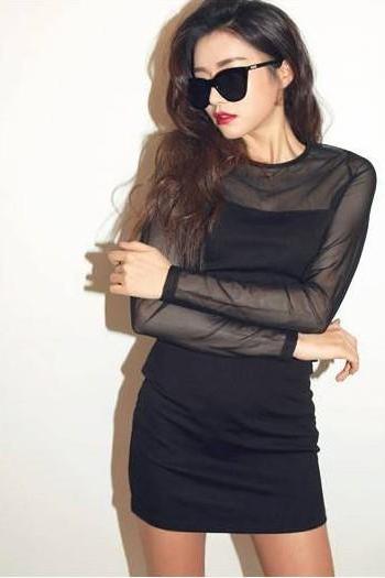 Sexy Sheer Black Mini Dress