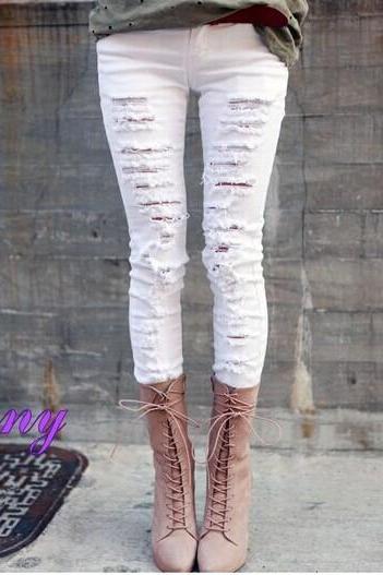 Pierced White Jeans