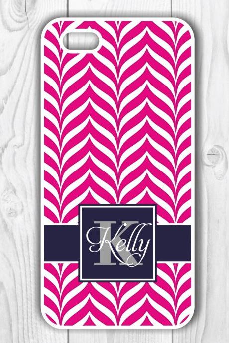 Personalized Pink and Navyl Iphone 5 Case - Iphone 4S case- Samsung Galaxy S3/S4 case