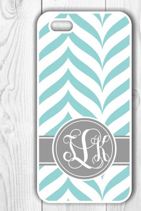 Personalized Teal and Gray Custom Case - Monogrammed Iphone case- Samsung Galaxy case