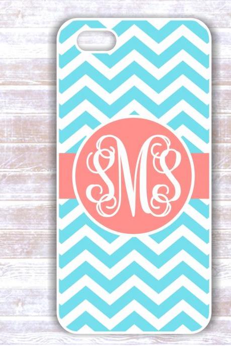Personalized Mint Chevron iPhone 5 Custom Case - Monogrammed Iphone 4S case- Samsung Galaxy S3/S4 case