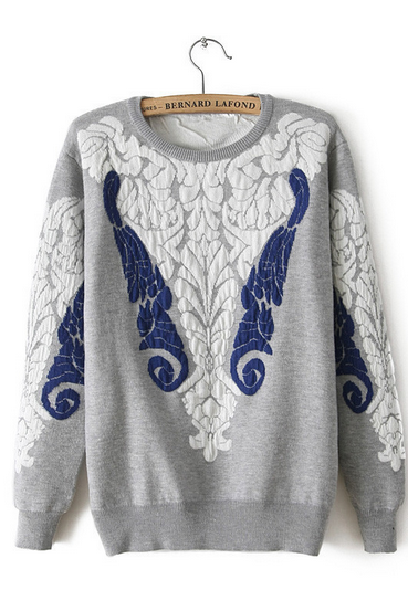Printed Round Neck Long-sleeved Sweater Ax112008ax