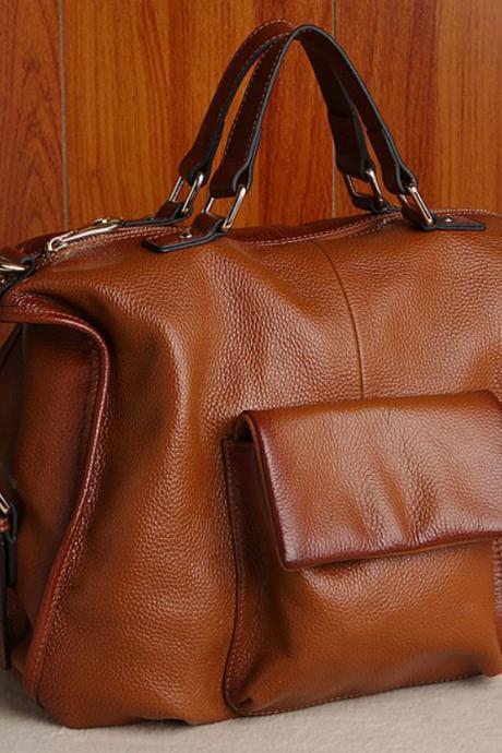 Large Capacity Bags Genuine Leather Handbags Luxury Brown Reddish Leather Bags RCPBG103