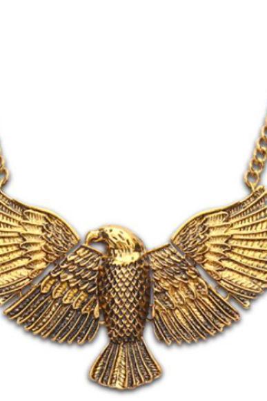 Golden Tone American Eagle Necklace-Unisex Necklace for both Men and Women