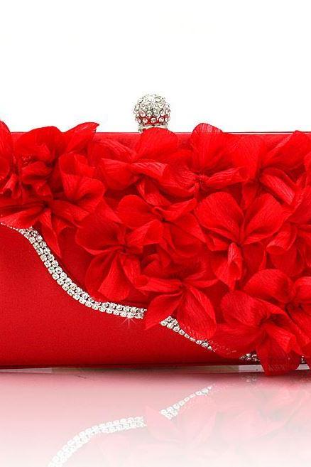 Red Evening Bridal Purse Shoulder Bags