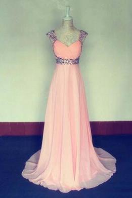 Super Elegant Sweetheart Pink Floor Length Sweep Train Prom Dresses With Sequins, Sparke Prom Dresses, Pink Long Prom Dress