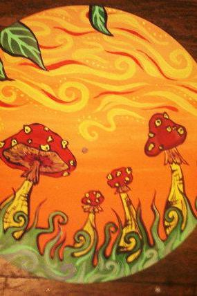 Orange And Red Original Mushroom Paining