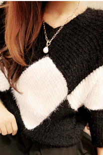 Loose V-neck Knit Sweater Coat Ax112606ax