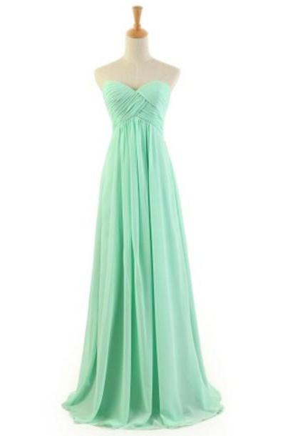 Lovely Green Sweetheart Floor Length Chiffon Prom Dreses, Green Bridesmaid Dreses, Bridesmaid Dresses, Wedding Party Dresses