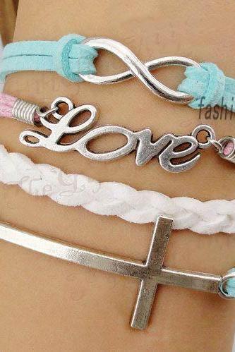 Infinity Bracelet Love Bracelet Cross Bracelet-Sliver Blessed Gift, Friendsihp, Christmas, Thanks Giving Day Gift