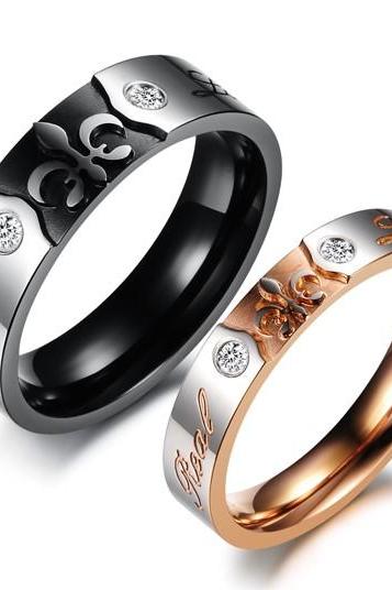 Him & Her Gothic Style Matching Couple Ring Set - Promise Ring (avail sizes 5 thru 11)