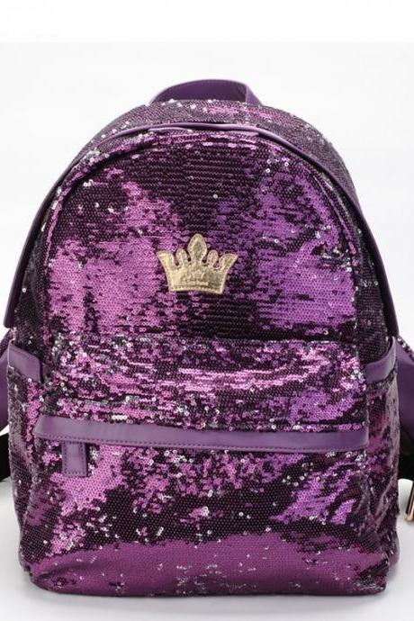 4 Colors Crown Sequins Backpack