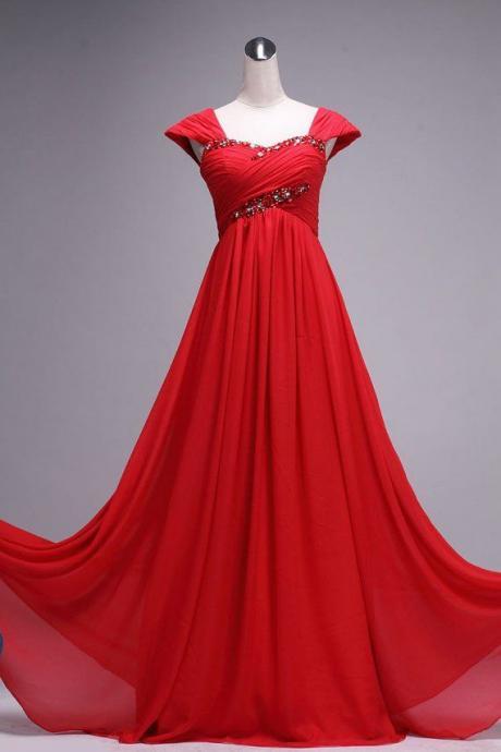 Red Floor Length Gorgeous Sweetheart Prom Dress With Beadings, Red Prom Dresses, Prom Gown, Evening Dresses, Red Bridesmaid Dresses