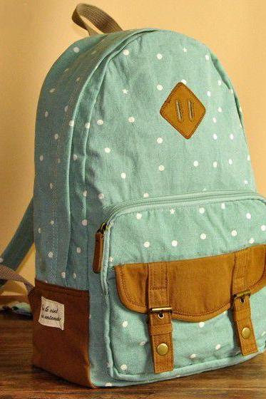 Green Polka Dots Backpack