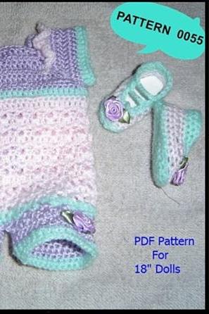 0055 Romper Set Crochet Pattern for Slim 18" BFC Ink, American Girl Dolls