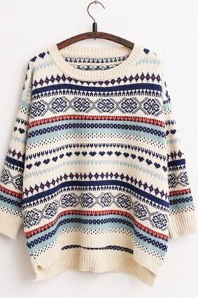 Loose striped knit sweater #ER120601