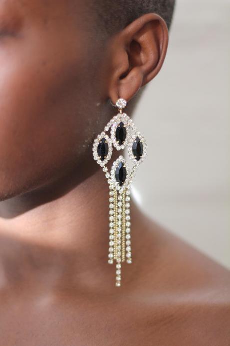 Large Rhinestone Crystal Drop Earrings Fashion Earrings