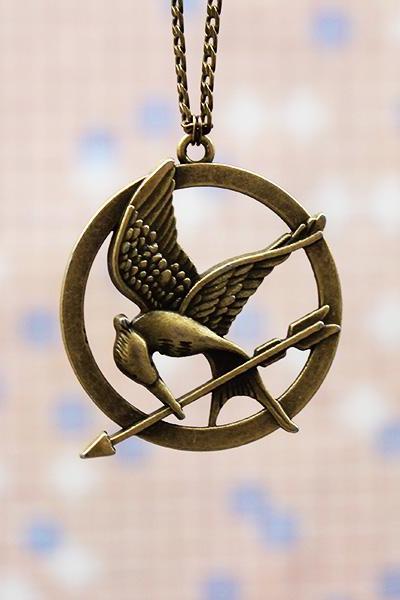 Mockingjay pin necklace,3D bronze Hunger games necklace,hipster jewelry,catching fire necklace,bird necklace,high quality necklace