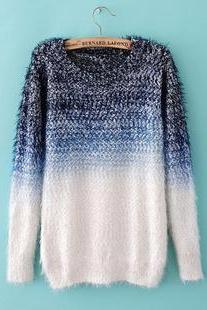 Blue And White Mohair Sweater