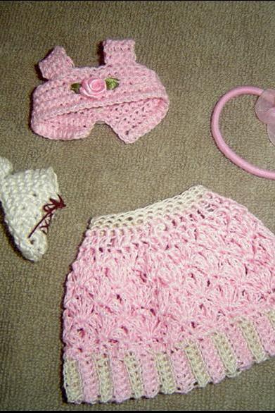 4pc Miniature Crochet Pattern Smaller Ashton Drake Effner 13&amp;quot; Dolls 0050