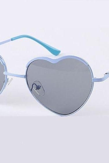 Heart Shape Blue Frame Sexy Woman Sunglasses