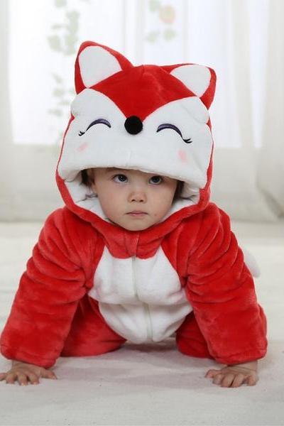 Winter Type Fox Unisex Playsuits Romper Toddlers Jumpsuit Onesie Animal For Baby