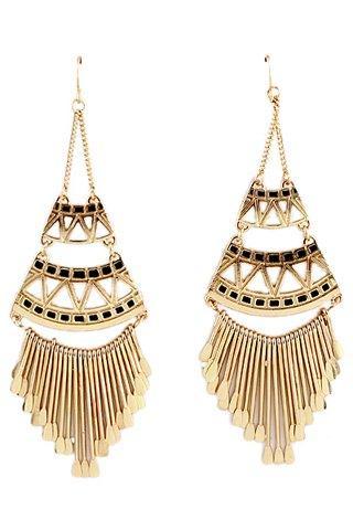 Beautiful Black and Gold Chandelier Earrings