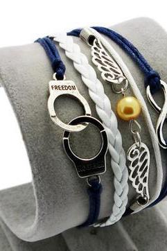 Angel Wings-infinity Love Bracelet Charm Bracelet Freedom White Braided Leather Bracelet