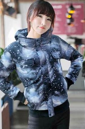 Harajuku Unisex Hooded Down Galaxy Jacket