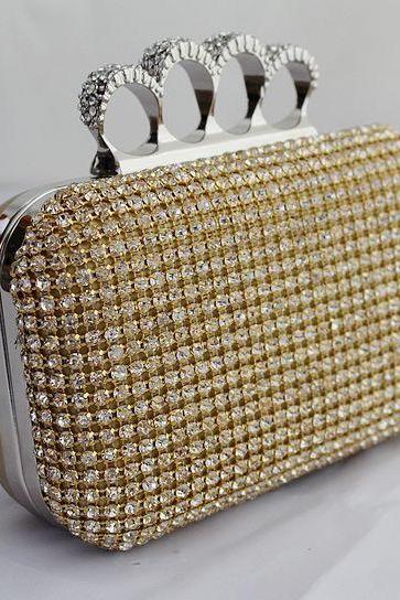 Silver Gold Black Crystal Diamante Effect Evening Clutch Wedding Party Prom Bag Box Fashion Bag Design Bags 3 Colors