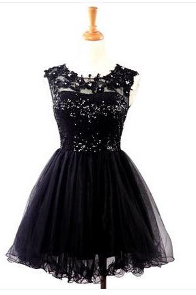 Lovely Short Ball Gown Tulle Prom Dress With Sequins And Applique, Short Prom Dresses, Homecoming Dresses, Lovely Grduation Dresses