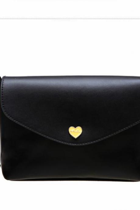 Envelope heart black button woman handbag