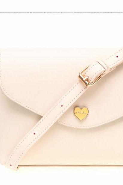 Envelope Bag Heart Button Bag Beige Woman Handbag