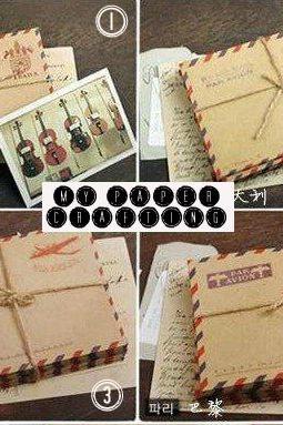 10 mini mail brown air mail envelopes 