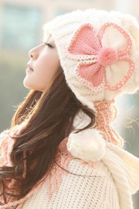 Cute Bow Winter Women&amp;#039;s Knitted Hat Knitted Cap