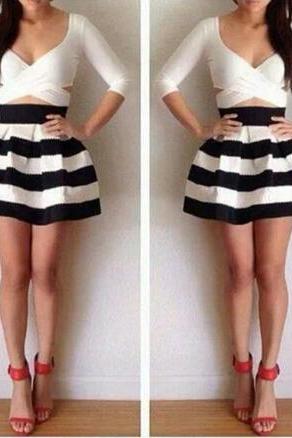 Slim Striped Long-sleeved Dress #er122410ku