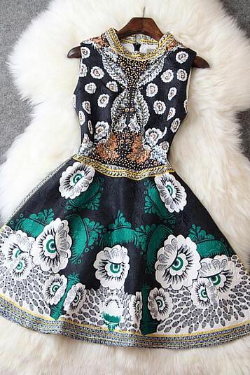 Jacquard Handmade Beads Slim Dress Vg122608nm