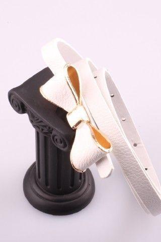 Cute Bow White Tie Buckle Leather Woman Belt