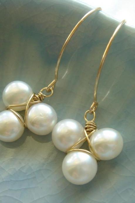 Freshwater Pearl Flower 14k Gold Filled Earrings