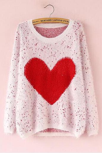 Heart-shaped round neck knit sweater VG123006NM