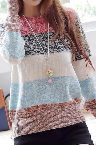 Sweet Striped Pullover Knitted