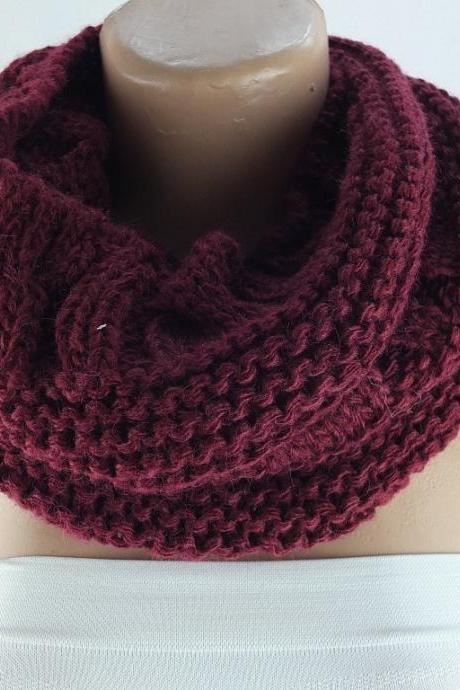 Knit infinity scarf, Bordeaux scarf , chunky scarf, loopy scarf, woman scarf, circle scarf,ring scarf,woman scarf, winter cowl