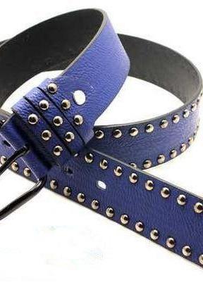 Fashion Metal Rivets Woman Blue Belt