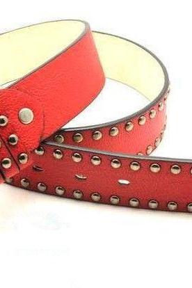 Fashion Metal Rivets Woman Red Belt