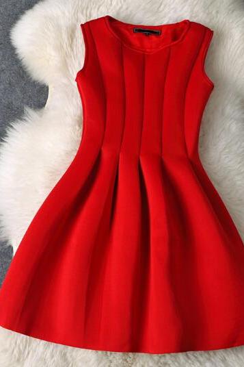 Slim Round Neck Sleeveless Dress Ry11103uh