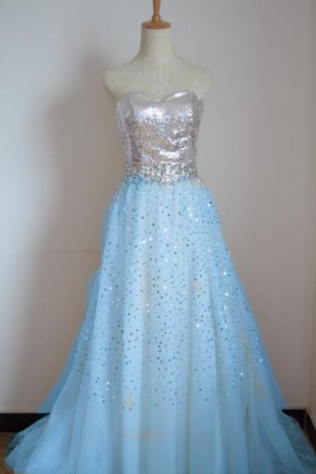 Handmade Custom Sparke A-line Floor Length Tulle With Beadings And Sequins Prom Dress For Libertyjordanxx
